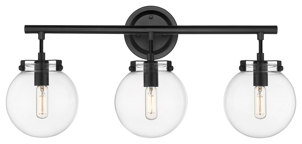 Innovations 351-3W-BK-CL Span 3 Light 24.875" Bath Vanity Light, Matte Black