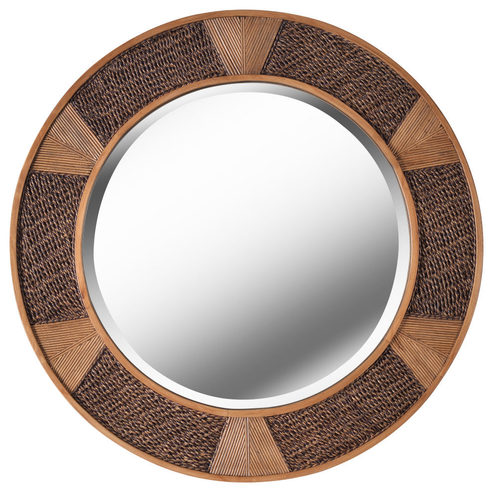 Kenroy 60570RAT Wall Mirror, Lagoon Collection, Rattan Finish