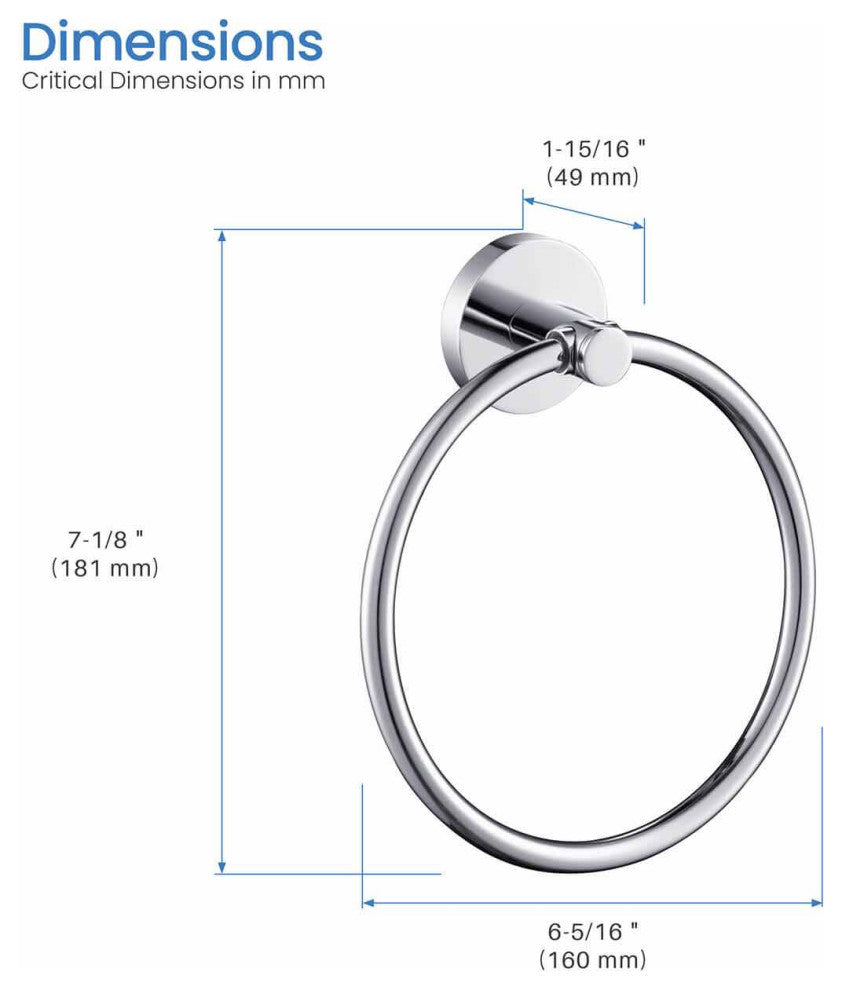Circular Bathroom Towel Ring, Chrome