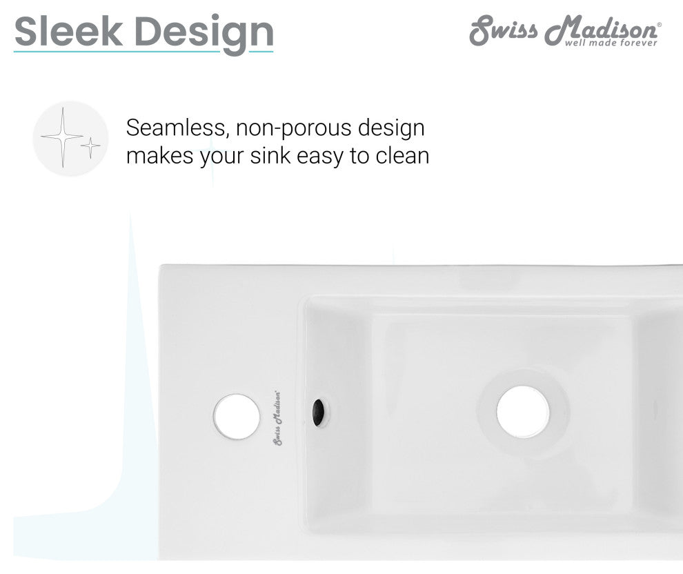 Voltaire 19.5"x10" Ceramic Wall Hung Sink With Faucet Mount, Left Side