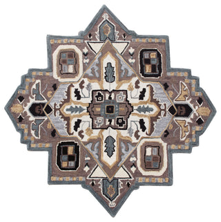 Southwestern Winter Cabin Medallion Shape Rug, 7' Round