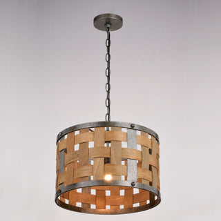 Norwood 15.75" 1 Light Pendant Vintage Steel and Distressed Wood