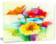 Colorful Gerbera Flower Sketch on White, Floral Canvas Art Print, 20"x12"