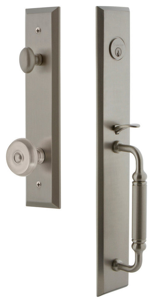 Fifth Avenue 1-Piece Dummy Handleset, C Grip and Bouton, Satin Nickel, 849355