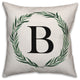 Watercolor Greenery Wreath Monogram - B 18x18 Spun Poly Pillow