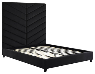 TOV Furniture Javan Black Velvet Bed in Queen