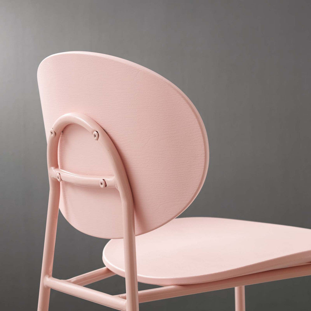 Side Dining Chair, Set of 2, Plastic, Metal, Pink, Modern, Bistro Restaurant