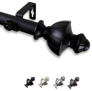 Jacob 1" Curtain Rod, Black, 120-170"