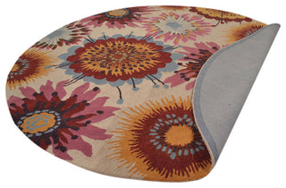 HAND TUFTED WOOL ECO-FRIENDLY AREA RUGS- Round,Cream,Floral