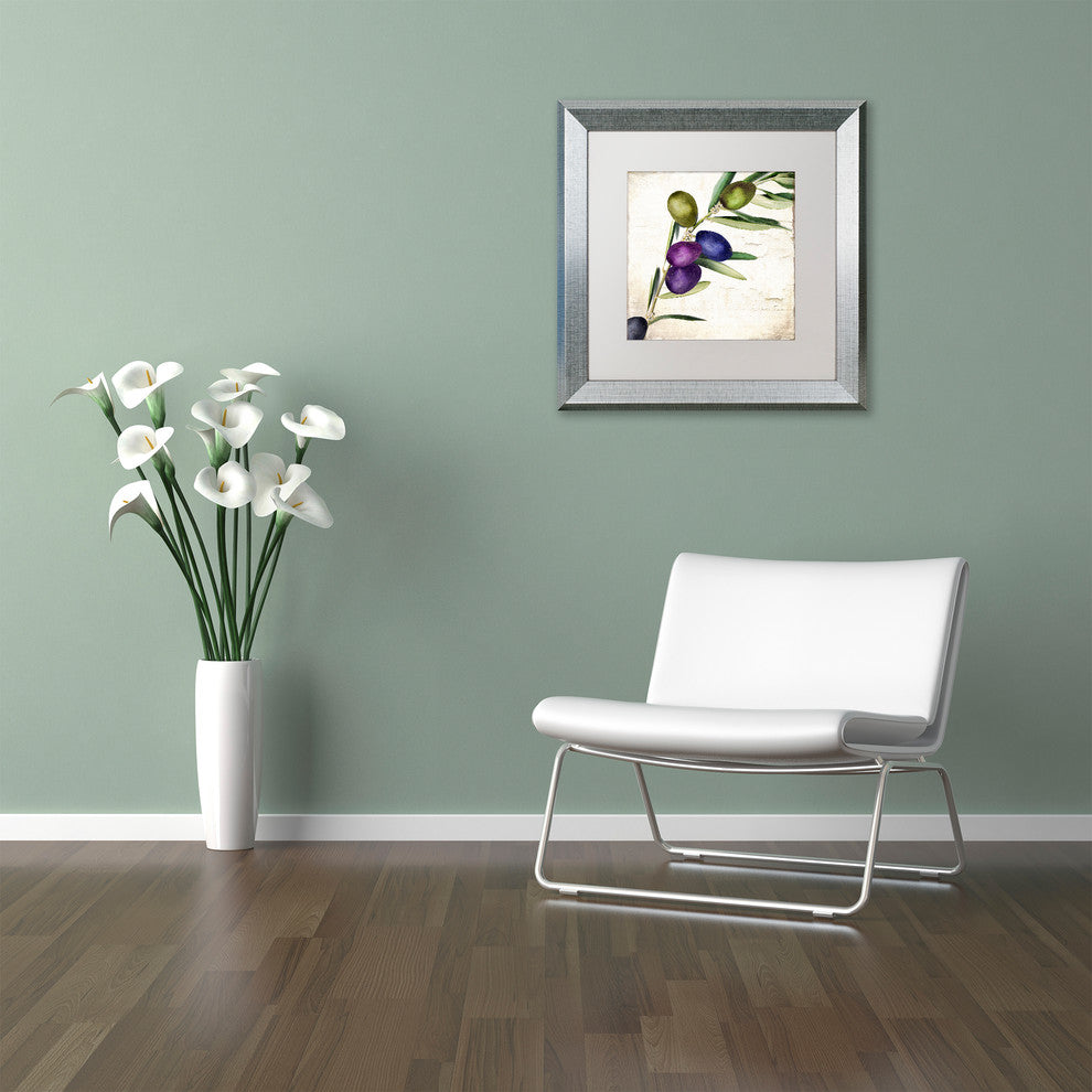 Color Bakery 'Olive Branch III', Silver Frame, White Mat, 11x11