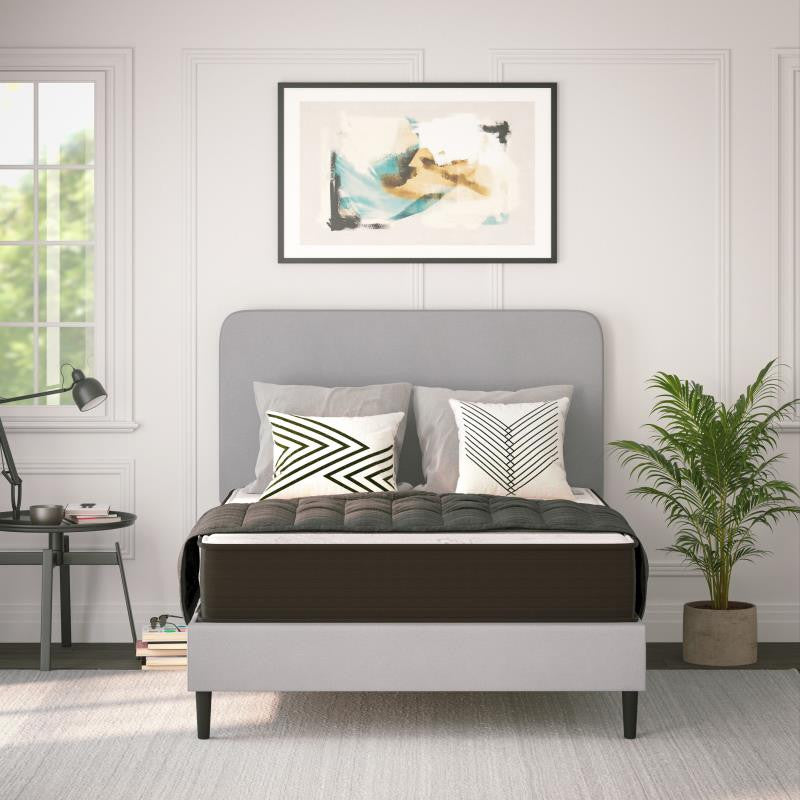 Dream 10 Inch Hybrid Mattress in a Box, White/Black, Full