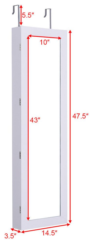 Costway Door Mount Mirrored Jewelry Cabinet Lockable Armoire Organizer