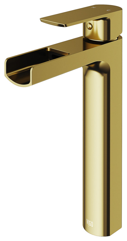 VIGO Amada 10" H Single Handle Single Hole Bathroom Vessel Faucet, Matte Brushed Gold