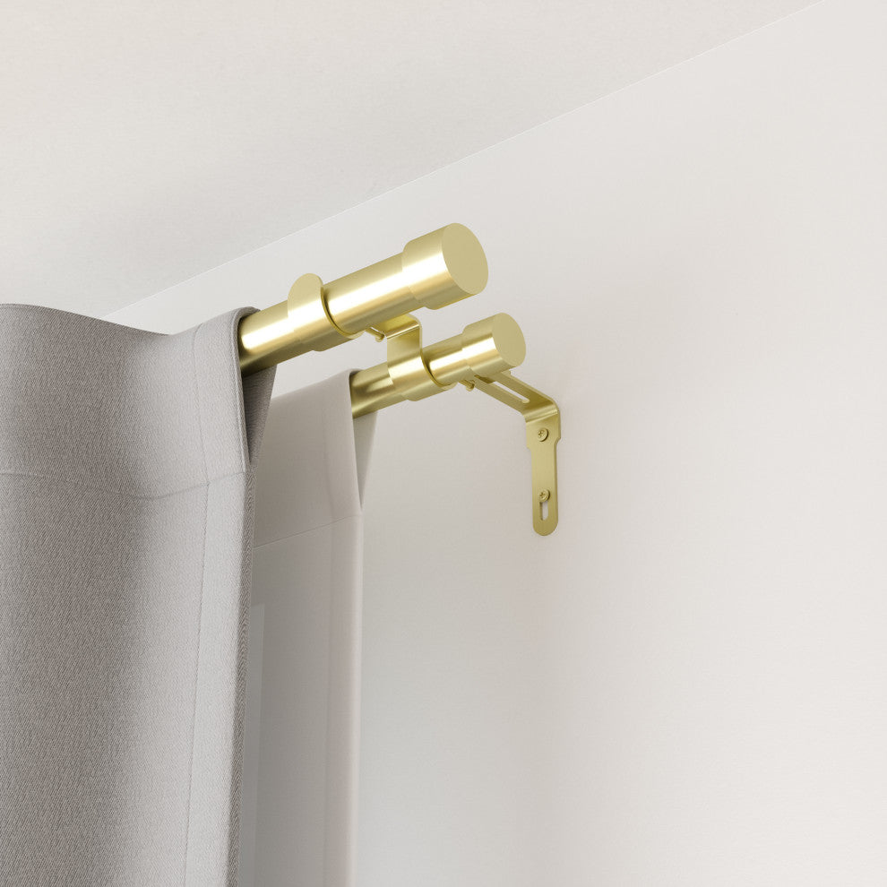 Umbra Cappa 1" Double Curtain Rod, 66-120", Brass