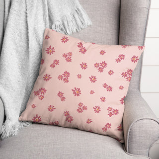 Pink Daisy Pattern 18x18 Spun Poly Pillow