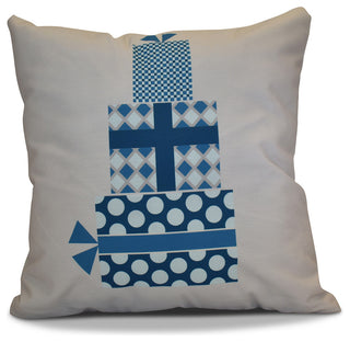 Decorative Holiday Pillow Geometric Print, Teal, 18"x18"