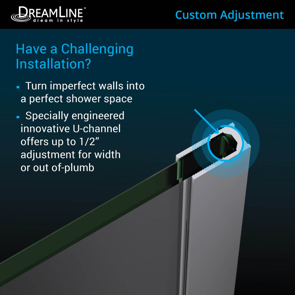 DreamLine Unidoor Plus 34"x34.38"x72" Hinged Shower Enclosure, Chrome