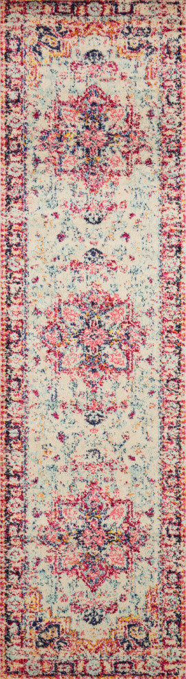 Ivory, Red, Pink, Orange Nadia Area Rug by Loloi II, 2'2"x8'