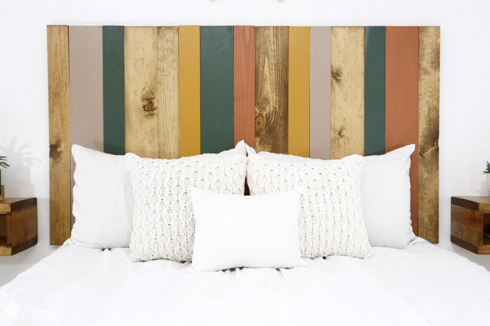 Handcrafted Headboard, Leaner Style, Earth Tone Mix, King