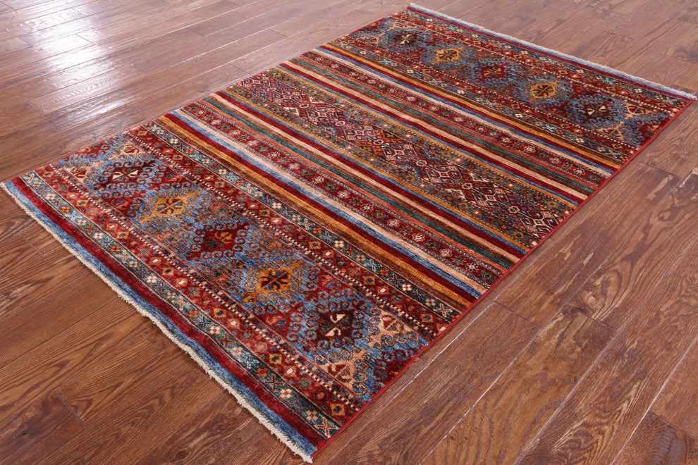 4' 0" X 5' 11" Super Kazak Khorjin Hand Knotted Rug Q5469