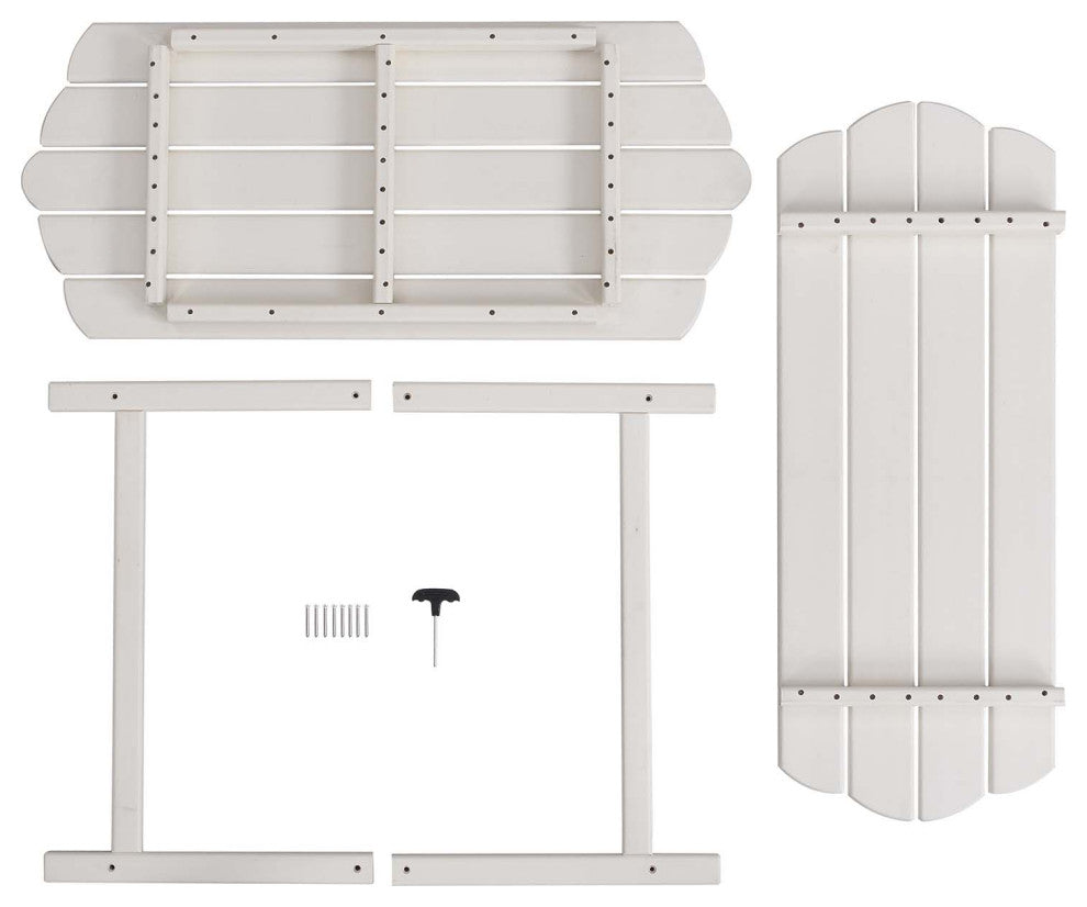 2 Tier Patio Table, Adirondack Outdoor Coffee Table for Backyard Pool, White