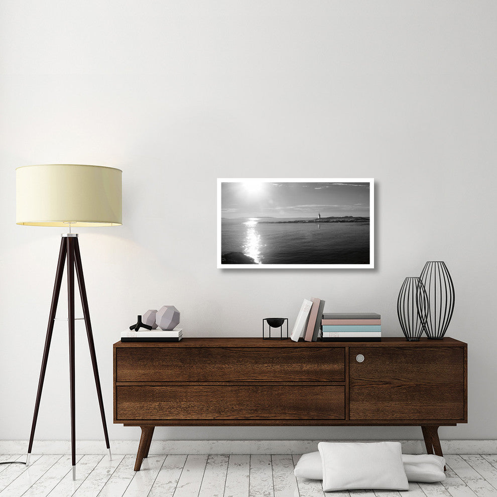"Lighthouse Sound Black and White" Digital Paper Print by Sue Schlabach, 38"x22"