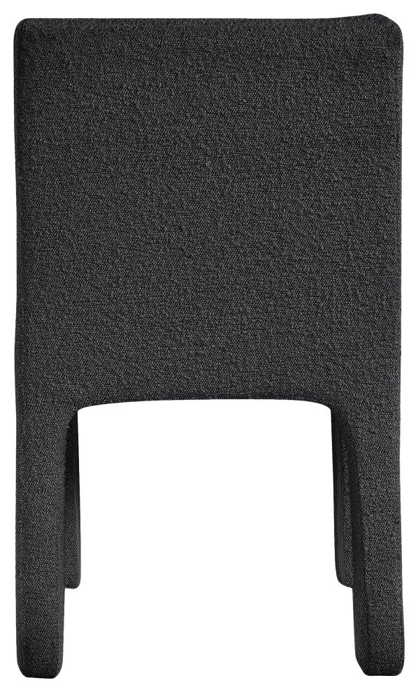 Kai Upholstered Dining Chair, Black, Boucle Fabric, Set of 2