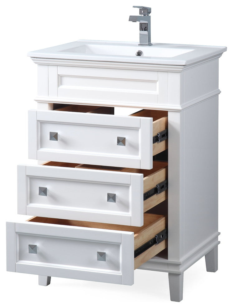 24" Felix Modern Sink Bathroom Vanity, White