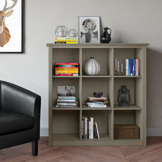 Artisan SOLID WOOD 9 Cube Bookcase and Storage Unit, Distressed Gray