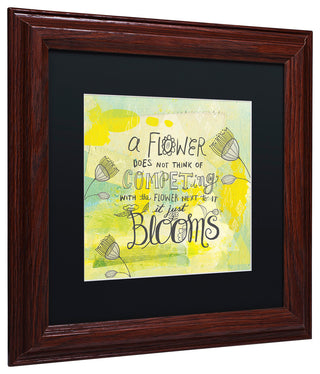 Elizabeth Caldwell 'Blooms Quote' Art, Wood Frame, Black Mat, 11x11
