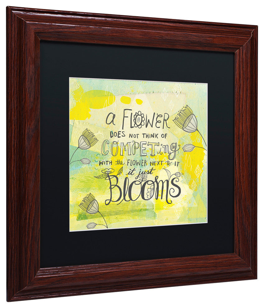 Elizabeth Caldwell 'Blooms Quote' Art, Wood Frame, Black Mat, 11x11