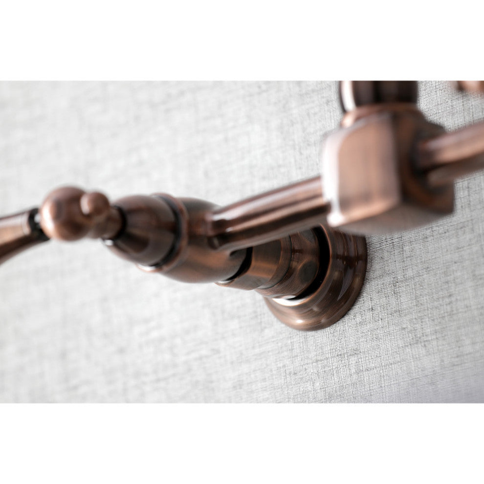 KS124ALAC Heritage Wall Mount Bridge Kitchen Faucet, Antique Copper