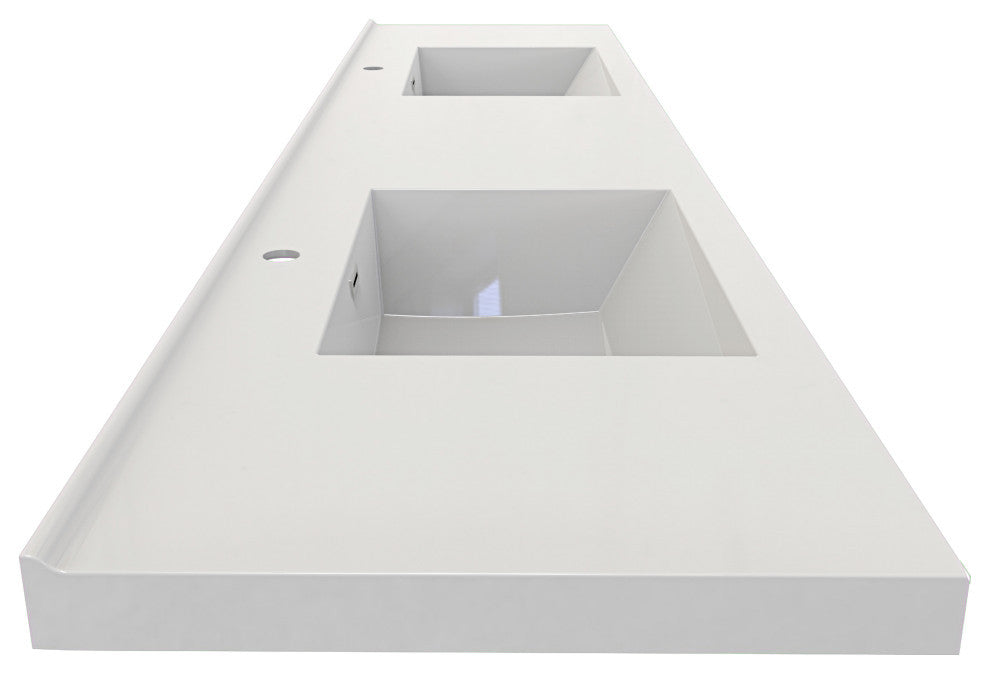 MOM 84 Wall Mounted Vanity With 4 Drawers and Acrylic Double Sink, Marble