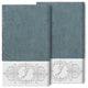 Linum Home Turkish Cotton Monica 2-Piece Embellished Bath Towel Set, Teal