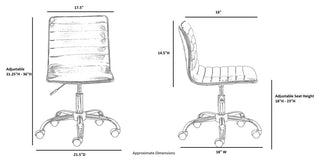 Filipe Low-Back Armless Office Chair, White and Chrome