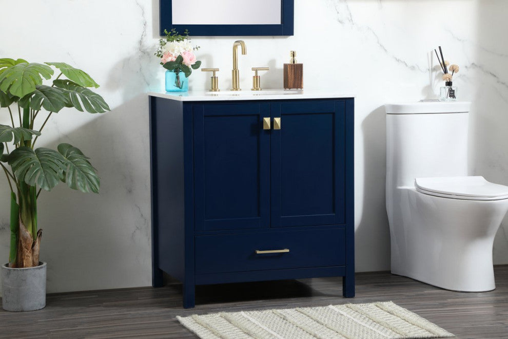 Elegant Decor Irene 30" Zinc Alloy MDF Single Bathroom Vanity in Blue