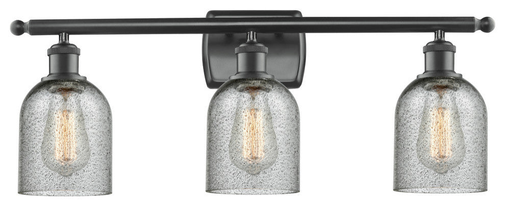 3-Light Caledonia 26" Bath Fixture, Matte Black, Shade: Charcoal