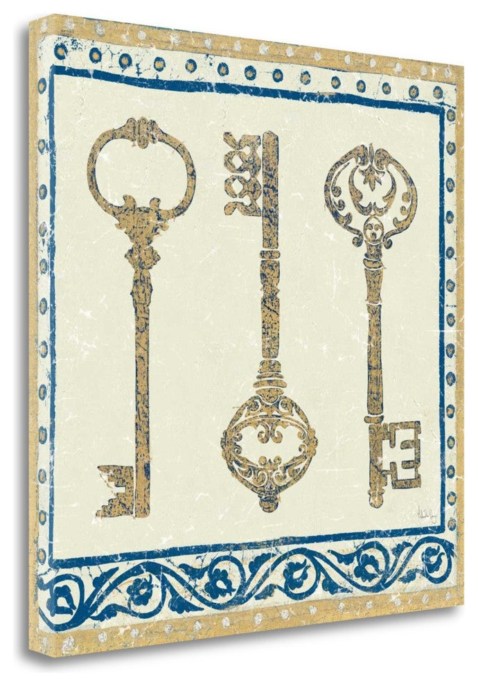 "Regal Keys Indigo And Cream" By Meloushka Designs, Gallery Wrap Canvas