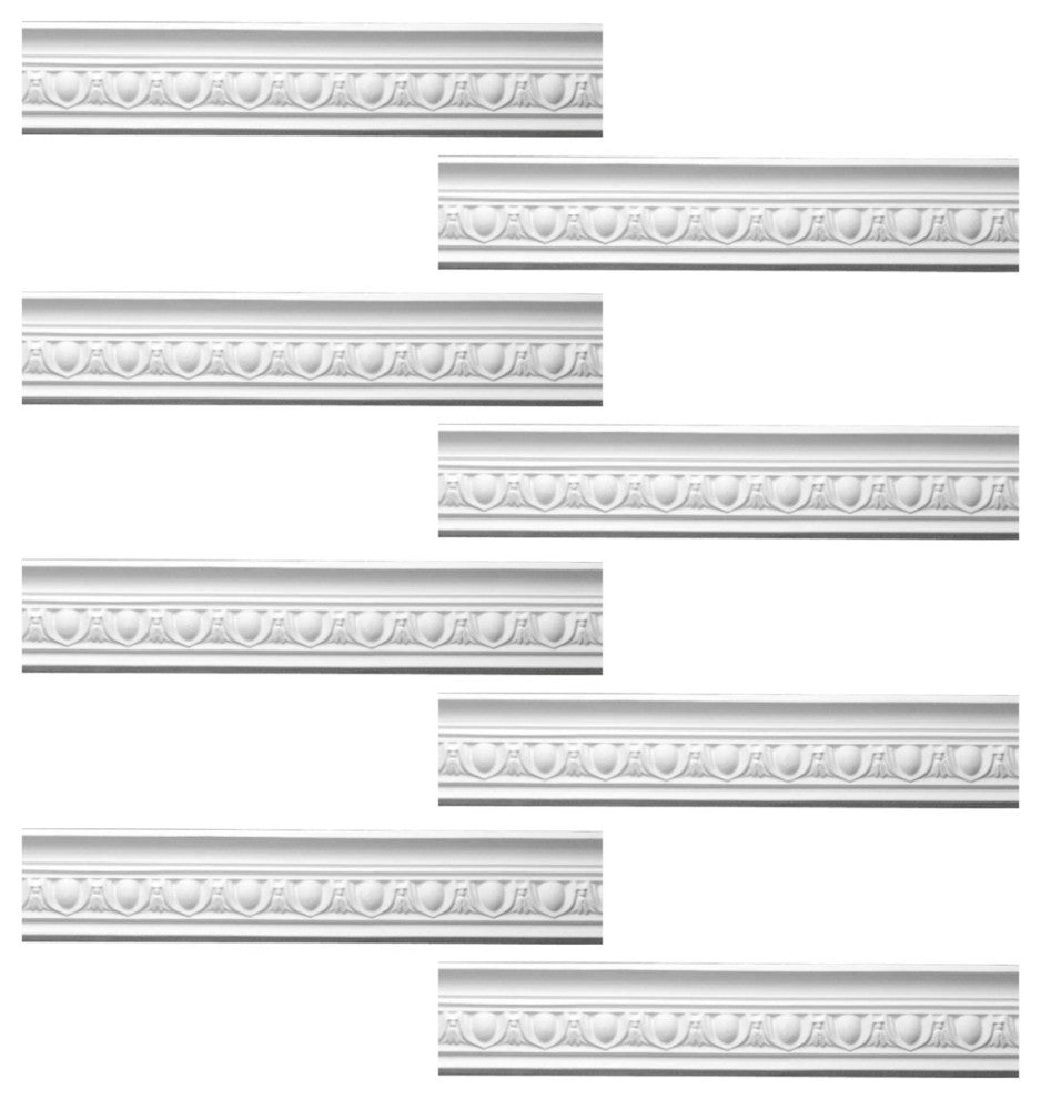 Ornate White Urethane Foam Emperial Cornice Design 8 Pieces Totaling 757" Length