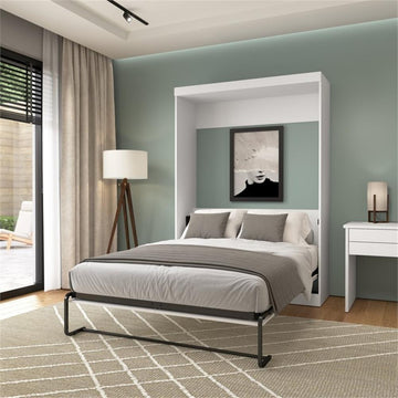 Bestar Nebula 59W Contemporary Engineered Wood Full Wall Bed in White