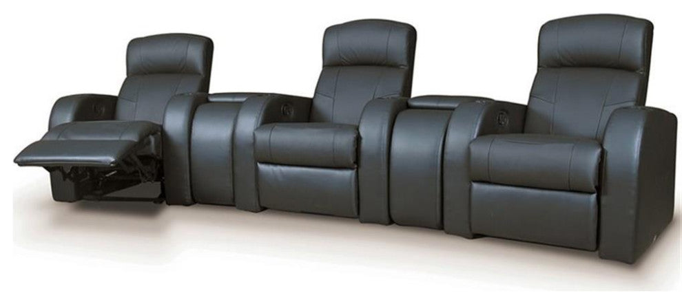 Coaster Cyrus Contemporary Leather Home Theater Upholstered Recliner Black