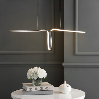 Ali 34.5" Dimmable Adjustable Integrated LED Metal Linear Pendant, Chrome