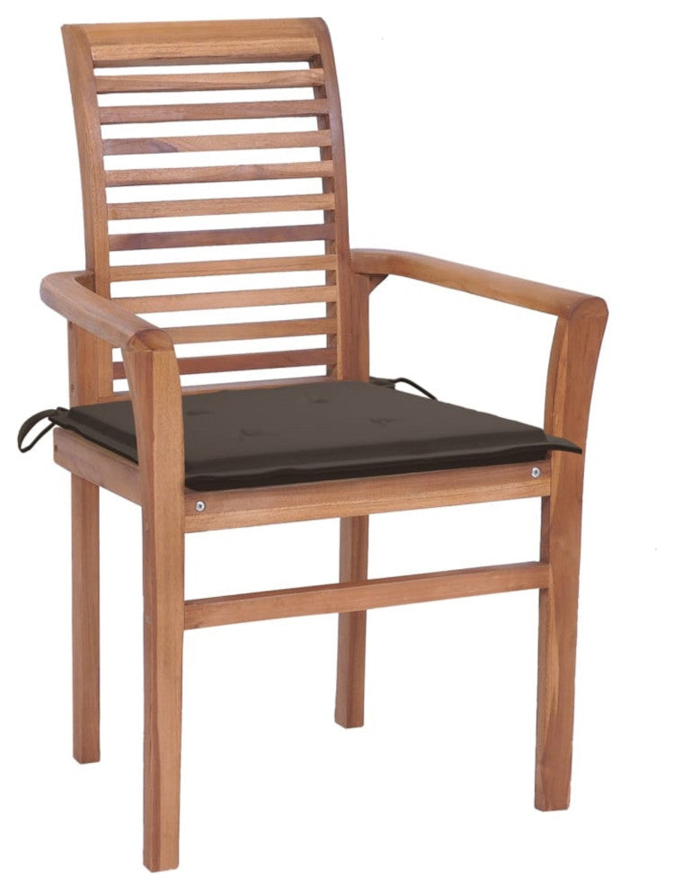 Vidaxl Dining Chairs, Set of 6, With Taupe Cushions Solid Teak Wood