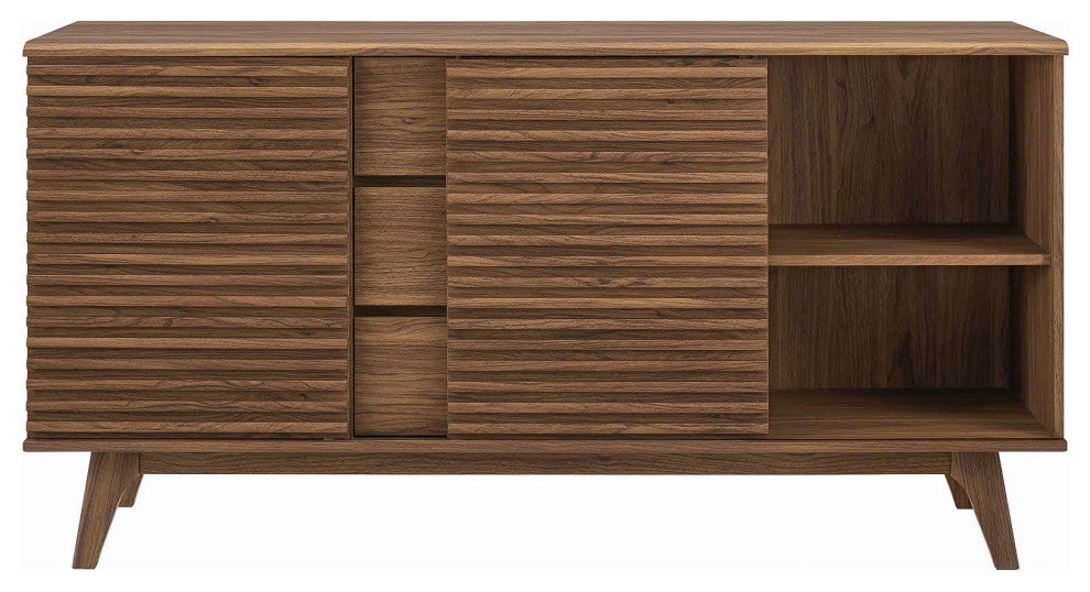 Lounge Lobby Media TV Stand Storage Buffet Sideboard, Wood, Natural Walnut