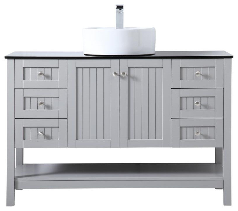 Grey 48" Vessel Sink Bathroom Vanity
