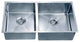 Dawn Undermount Small Corner Radius Double Bowl Sink, Small Bowl on Left