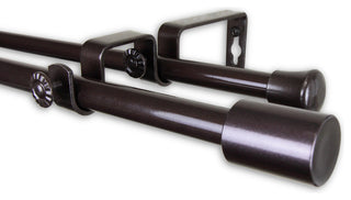 Nora 5/8" Double Curtain, Rod 84-120", Cocoa