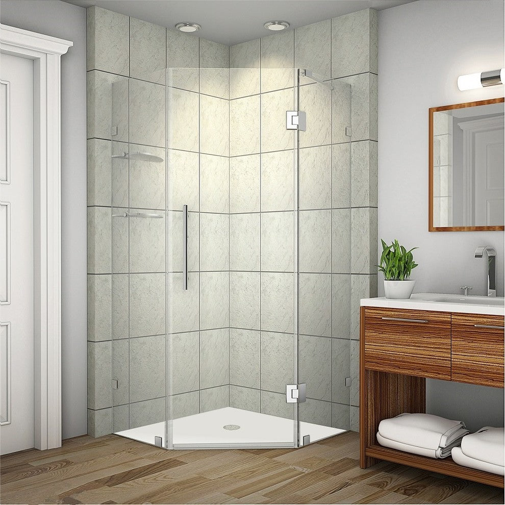 Neoscape GS 40"x40"x72" Frameless Neo-Angle Shower Enclosure + Shelves Stainless