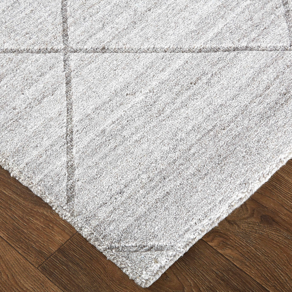 Weave & Wander Tatem Minimal Viscose Rug, Beige/Gray, 9' X 12'