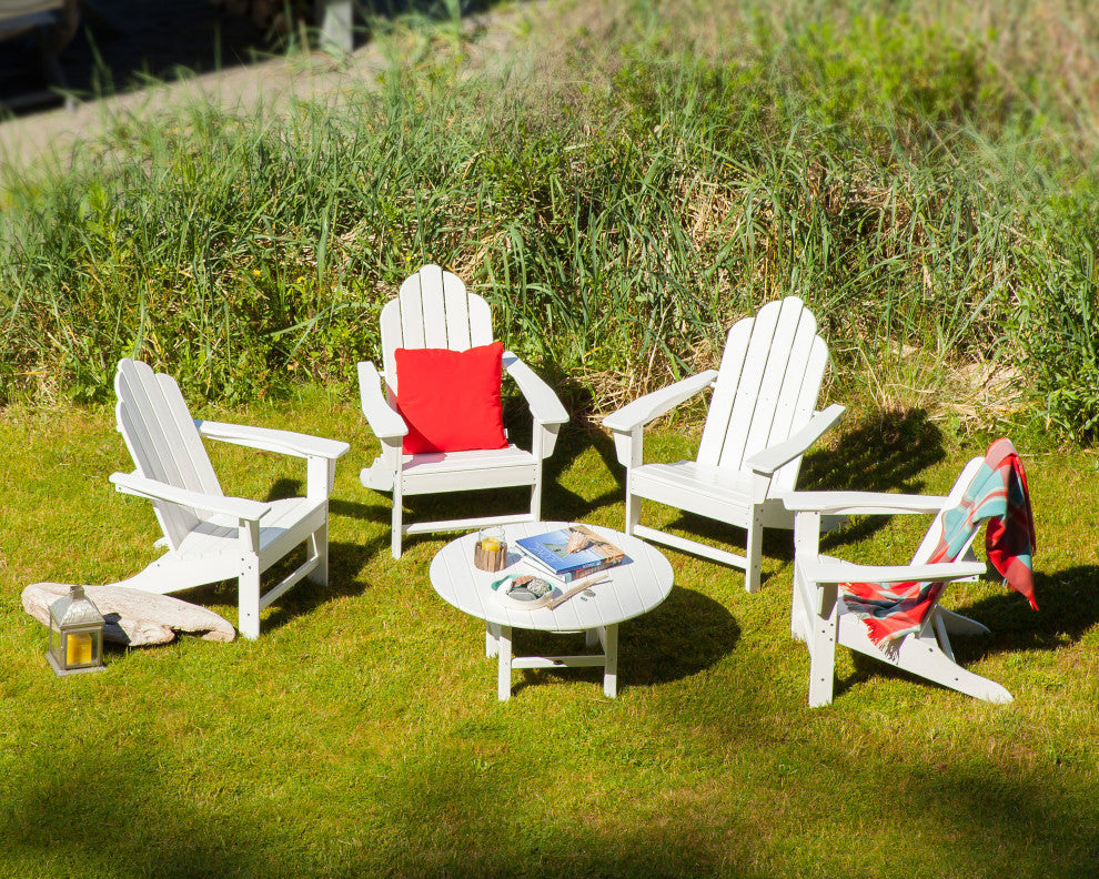 Polywood Long Island Adirondack 5-Piece Conversation Group, Sunset Red